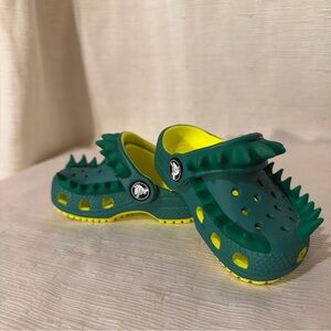 CROCS Kids Spiky Green and Yellow Sandals